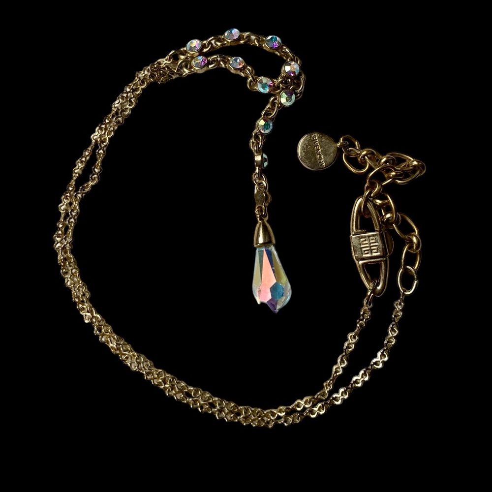 GIVENCHY Iridescent Crystal Gold Plated Y Necklace Women’s Designer Jewelry